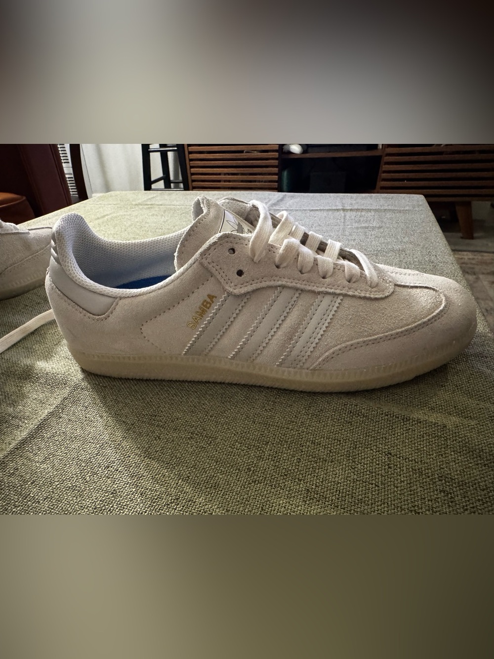 Adidas Samba Suede Leather Sneaker in Off-White